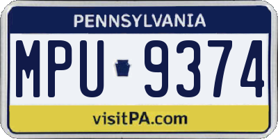 PA license plate MPU9374