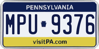 PA license plate MPU9376
