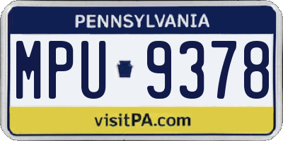 PA license plate MPU9378