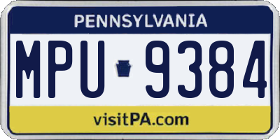 PA license plate MPU9384