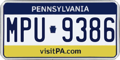 PA license plate MPU9386