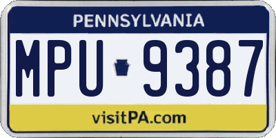 PA license plate MPU9387