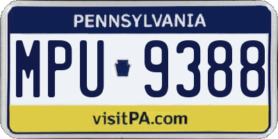 PA license plate MPU9388