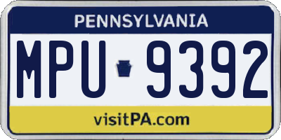 PA license plate MPU9392