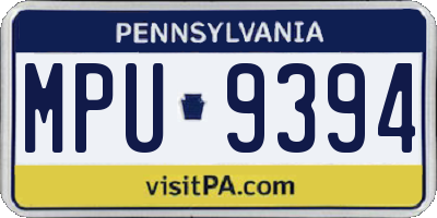 PA license plate MPU9394