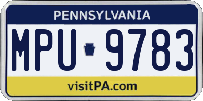 PA license plate MPU9783