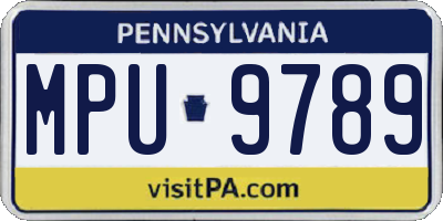 PA license plate MPU9789