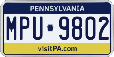 PA license plate MPU9802