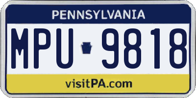 PA license plate MPU9818