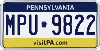 PA license plate MPU9822