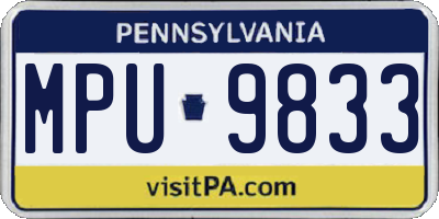 PA license plate MPU9833