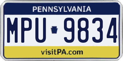 PA license plate MPU9834