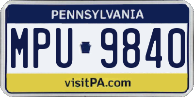 PA license plate MPU9840