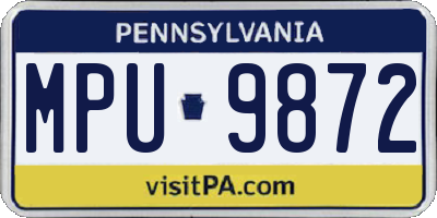 PA license plate MPU9872