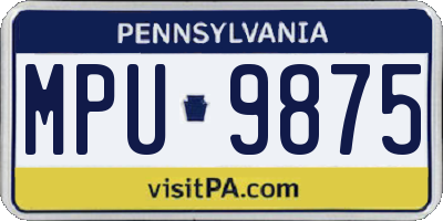 PA license plate MPU9875
