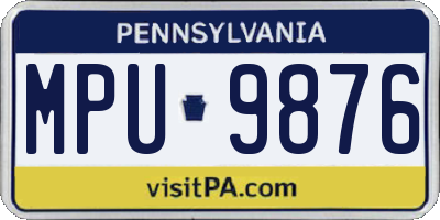PA license plate MPU9876