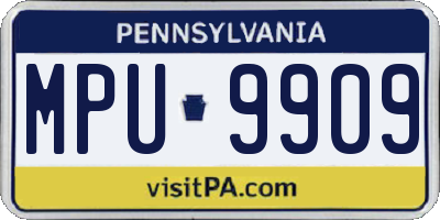 PA license plate MPU9909