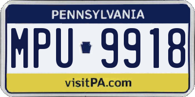 PA license plate MPU9918