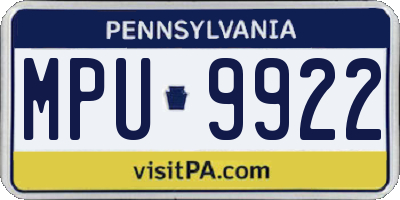 PA license plate MPU9922