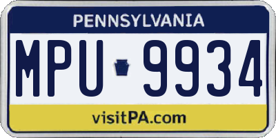 PA license plate MPU9934