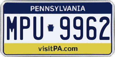 PA license plate MPU9962