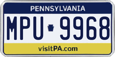 PA license plate MPU9968