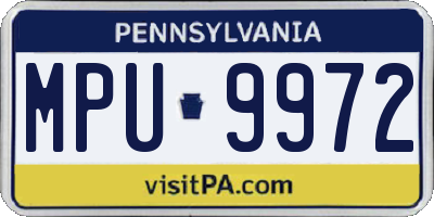 PA license plate MPU9972