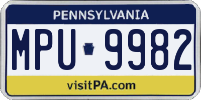 PA license plate MPU9982