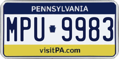 PA license plate MPU9983