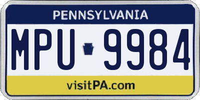 PA license plate MPU9984