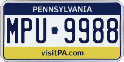 PA license plate MPU9988