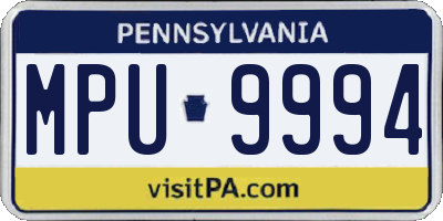PA license plate MPU9994