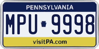 PA license plate MPU9998