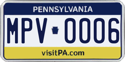 PA license plate MPV0006