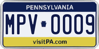 PA license plate MPV0009