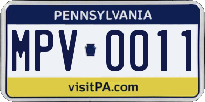 PA license plate MPV0011