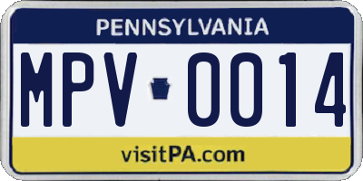 PA license plate MPV0014