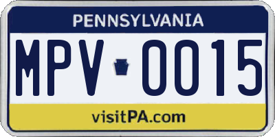 PA license plate MPV0015