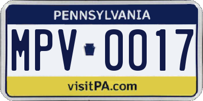 PA license plate MPV0017