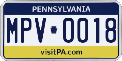 PA license plate MPV0018