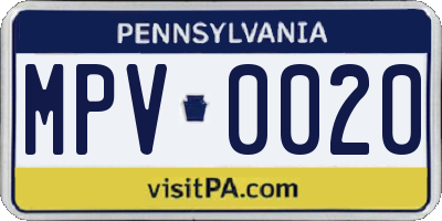 PA license plate MPV0020