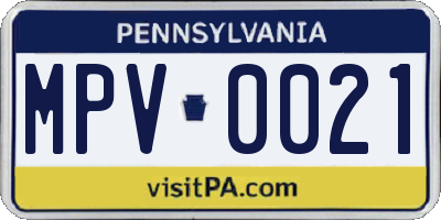 PA license plate MPV0021