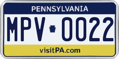 PA license plate MPV0022