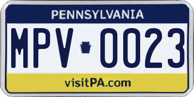 PA license plate MPV0023