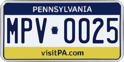 PA license plate MPV0025