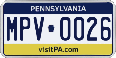 PA license plate MPV0026