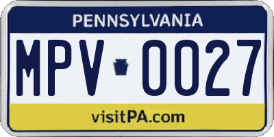 PA license plate MPV0027