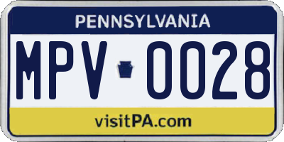 PA license plate MPV0028