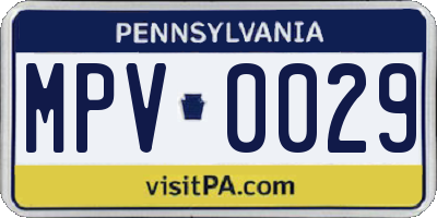 PA license plate MPV0029