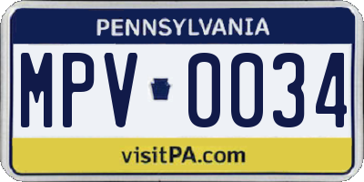 PA license plate MPV0034